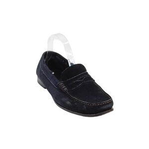 Santoni Mens Slip On Round Toe Driving Loafers Navy Blue Suede Size 9D